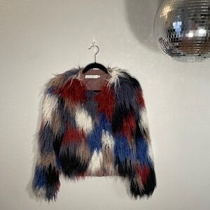 ASTR Faux Fur Colorful Coat, Size M